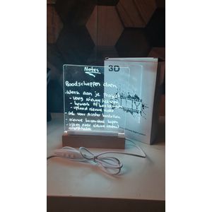 Memobord Met LED verlichting - Houte Onderstel 15x20 cm voor op bureau - Dimbaar en veegbaar