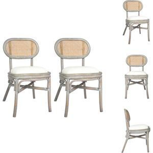 vidaXL Eetkamerstoel - Rattan - 46x53x83 cm - Grijs - Comfortabel kussen - Ergonomisch - Set van 2 - Eetkamerstoel