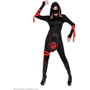 Widmann - Ninja & Samurai Kostuum - Charmante Ninja Starlight - Vrouw - Rood, Zwart - Large - Carnavalskleding - Verkleedkleding