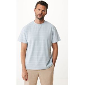 Pique T-shirt With Structured Stripes Mannen - Blauw - Maat M