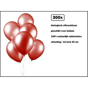 300x Luxe Ballon pearl rood 30cm - biologisch afbreekbaar - estival feest party verjaardag landen helium lucht thema