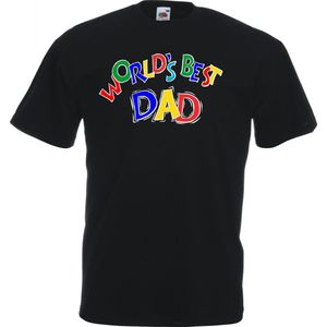 unisex T-shirt - World�s Best Dad - zwart - maat L