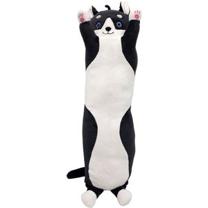 Kawaii Kussen - Lange Kat Knuffel 54 cm - Knuffelkussen - Kinderen & Volwassenen - Pluche (zwart)