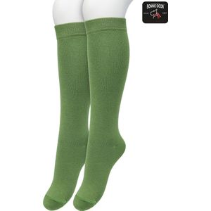 Bonnie Doon Kinder Kniekousen Licht Groen maat 27/30 - 2 paar - Kinderkniekousen - 2-pack - Multipack - Uitstekend draagcomfort - Cotton Knee High - Zakt niet af - Effen - Kids Kousen - Kinderen - Lichtgroen - Loden Frost - OL8335022.273