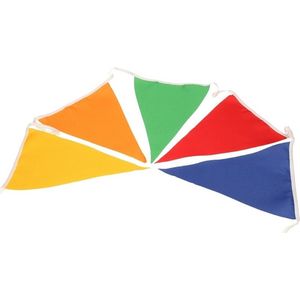 Vlaggenlijn van gekleurd stof 10 meter - multicolor - Polyester vlaggenlijnen 10m