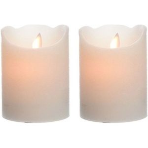 2x LED kaarsen/stompkaarsen creme wit 10 cm flakkerend - Kerst diner tafeldecoratie - Home deco kaarsen