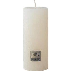 PTMD stompkaars rustiek wit 18x7 cm 100 branduren-noodpakket kaars-lange brandtijd