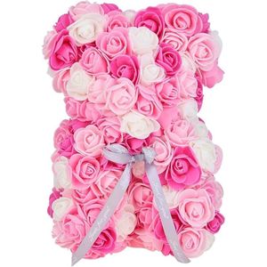 Roze Rozen Beer 25 cm met giftbox - Teddy Beer - Rose Bear - Moederdag - Verjaardag - Valentijn - Valentijnsdagcadeau - Moederdagcadeau - Rose Teddy - Liefde