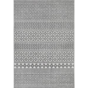 Vloerkleed Layton voor woonkamer - eetkamer - slaapkamer - onderhoudsvriendelijk - duurzaam - klassiek design - 80 x 150 cm - grijs vloerkleed