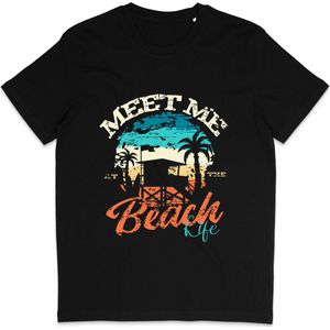 Dames Heren T Shirt - Beach Life - Zomer - Zwart - XL