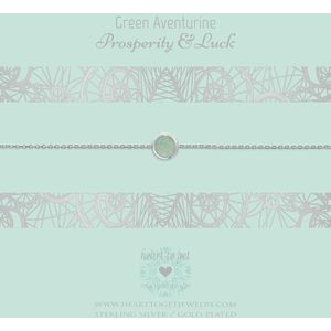 Heart to Get bracelet, silver, one gemstone in between,  Green Aventurine, prosperity & luck