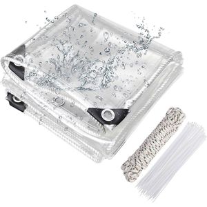 Goodivery ® Transparante Waterdichte Afdekzeil met Ogen voor Buitenbescherming van 3 x 6 m