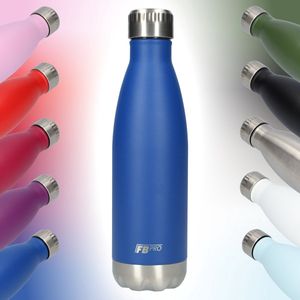 RVS Thermosfles - Thermoskan - Waterfles - Drinkfles - Isoleerkan - Modern design - Compact formaat - Ideaal voor warm en koud weer - Dubbelwandig - 500ML - Blauw - Navy