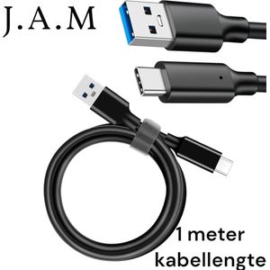 J.A.M USB C Kabel - Snellaadkabel - 1 Meter - Zwart