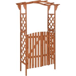 The Living Store Houten Pergola met Poort - Tuinboog - 116 x 40 x 204 cm - Weerbestendig en Duurzaam