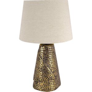 MAGDA - Tafellamp - Nachtlamp - textiel Beige/Goud - E14 Fitting