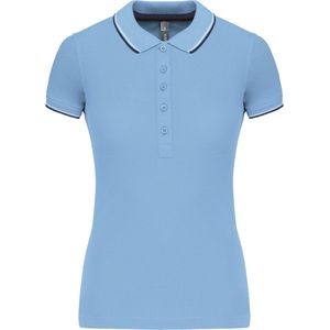 Polo Dames M Kariban Kraag met knopen Korte mouw Sky Blue / Navy / White 90% Katoen, 10% Viscose