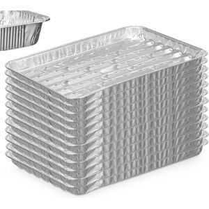 Kinvara BBQ/barbecue rooster grill - aluminium trays - 12x - open structuur - 34 x 23 cm - wegwerp - zilver