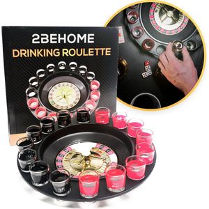 2BEHOME® Luxe Drankspel Roulette Incl. 16 shotglaasjes - Drank spelletjes - Spelletjes voor volwassenen - Drinking Game