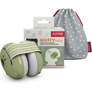 Alpine Muffy Baby Oorkappen - Gecertificeerde Baby Gehoorbescherming - Geschikt voor Baby en Peuter vanaf 12 maanden - 23 dB Voor Maximale Gehoorbescherming - Groen