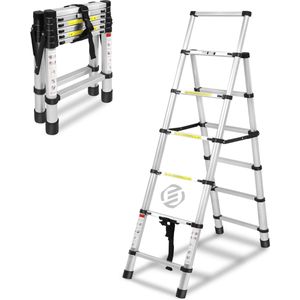 Equivera Huishoudtrap 7 Treden - Keukentrap - Huishoudtrap - Trapladder - Professionele Trap - Inklapbaar - 7 Treden