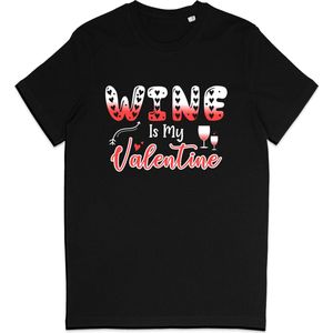 T Shirt Dames - Wijn Is Mijn Valentijn - Zwart - 3XL