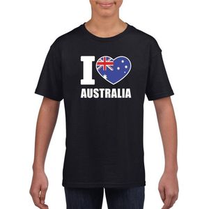 Zwart I love Australie fan shirt kinderen 122/128