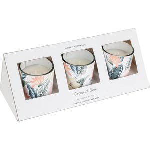 Kaars in glas met wax, set van 3 kaarsen gemaakt van naturlijk soy wax 45gr per potje.