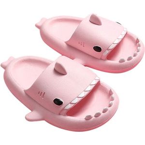 Kinderslippers - slippers kinderen haai roze - meisjes 2-3 jaar - maat 24-25 - anti-slip - pantoffels