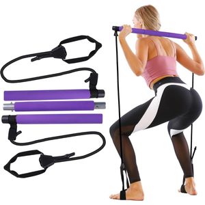 Pilates Stick Kit, met instelbare weerstand en draagbare pilates oefenstok, geschikt voor rekken, yoga, shaping, training, sit-ups en gewichtsverlies