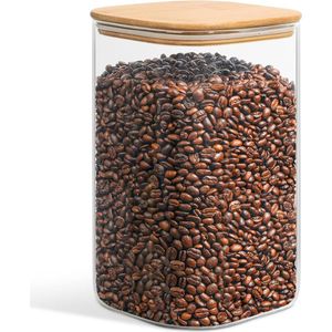160 oz glazen voedselopslagcontainers, 1 gallon glazen meel en suiker containers met luchtdichte deksels, grote vierkante glazen potten met bamboe deksels voor rijst, pasta, haver, granen,