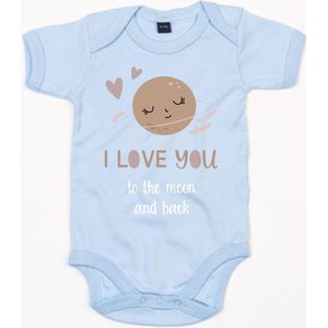 Baby Romper Moon - 6-12 Maanden - Dusty Blue - Rompertjes baby met tekst