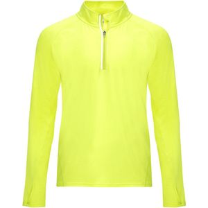 Fluor Geel sportshirt van technisch weefsel met raglanmouwen en halve rits, reflecterende details model Melbourne maat XL