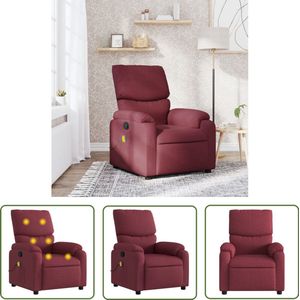 The Living Store Massagestoel verstelbaar stof wijnrood - Massagestoel - Lounge Stoel - Relaxstoel - Elektrische Massage - Ergonomische Stoel