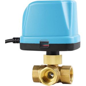 Gemotoriseerde klep 3-weg magneetventiel DN15 1/2 inch AC 230 V messing ventiel - automatisch kogelventiel elektrisch ventiel - blauw