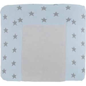 Baby's Only Gebreide baby aankleedkussenhoes - Waskussenhoes - Overtrek verzorgingskussen Star - Baby Blauw/Grijs - 75x85 cm