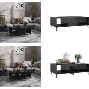 vidaXL Salontafel 103-5x60x35 cm spaanplaat hoogglans zwart - Tafel - Tafels - Tafeltje - Tafeltjes