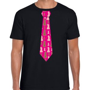 Bellatio Decorations vrijgezellen/Pride stropdas t-shirt piemels - heren XL