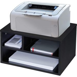 Printerstandaard bureau 3 vakken zwart - HxBxD: ca. 225 x 49 x 30 cm - Relaxdays Printer Stand
