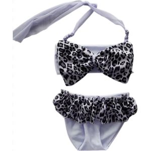 Maat 98 Bikini zwemkleding Wit panterprint kraaltjes badkleding baby en kind dierenprint zwem kleding leopard tijgerprint