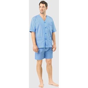 Mens Cotton Pyjamas Set Striped or Printed Summer Short Sleeve Top and Solid Colour Shorts Cotton Knit