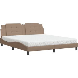 vidaXL - Bed - met - matras - kunstleer - cappuccinokleurig - 180x200 - cm