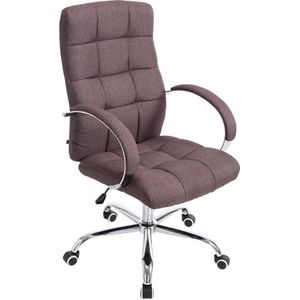 Bureaustoel - Stoel - Design - Verstelbaar - Gebogen armleuning - Stof - Bruin - 60x66x128 cm