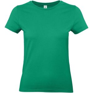 Set van 2x stuks basic dames t-shirt groen met ronde hals - Groene dameskleding casual shirts, maat: S (36)