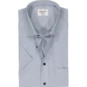 MARVELIS modern fit overhemd - korte mouw - popeline - donkerblauw gestreept - Strijkvrij - Boordmaat: 43