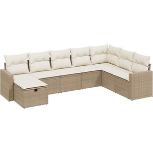 vidaXL 8-delige Loungeset poly rattan beige