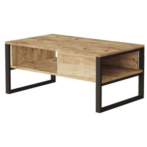 Stijlvolle Salontafel Laura - 100x60x44,5cm - Houtkleurig en Zwart - Decoratieve Tafel