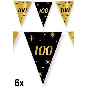 6x Luxe Vlaggenlijn 100 zwart/goud 10 meter - Classy - Dubbelzijdig bedrukt - Abraham Sarah festival thema feest party