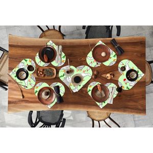 Onderleggers - Placemats - Placemats hartje - Gans - Kerstballen - Christmas - Patronen - 10 stuks - Kerst - Cadeau - Kerstcadeau voor mannen, vrouwen en kinderen