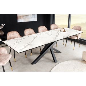 Uitschuifbare eettafel MARVELOUS 180-220-260cm wit marmer keramiek gemaakt in Italie - 43842